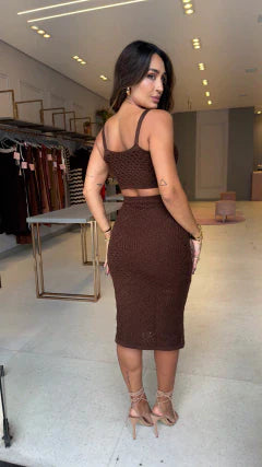 VESTIDO TRICOT GIOH MARROM