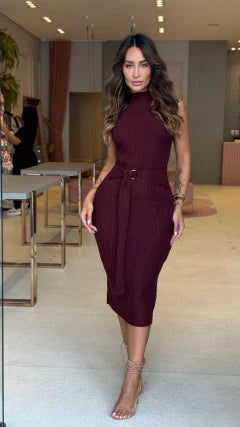 VESTIDO TRICOT MORGANA MARSALA