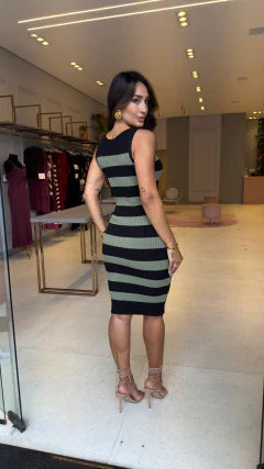 VESTIDO TRICOT SORAYA LISTRADO VERDE